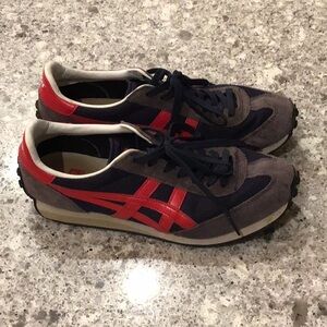 Onitsuka tiger sneakers. Blue and red and gray.